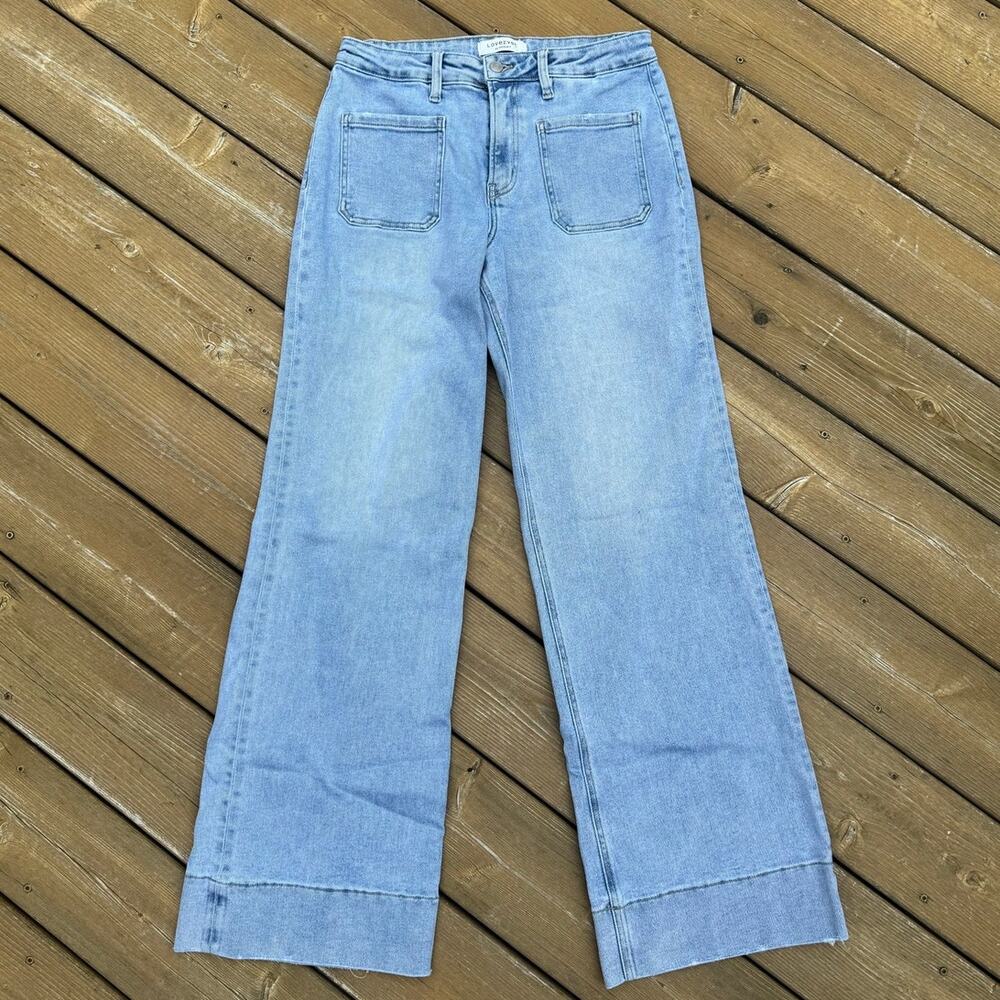 Lovervet by Vervet size 31/13 90s High Rise Patch Pocket Light Wash Flare Jeans